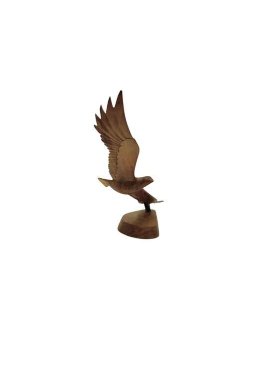 Eagle Sculpture Flying Bird Carved Wood Signed Berry Vintage Mantle Decor